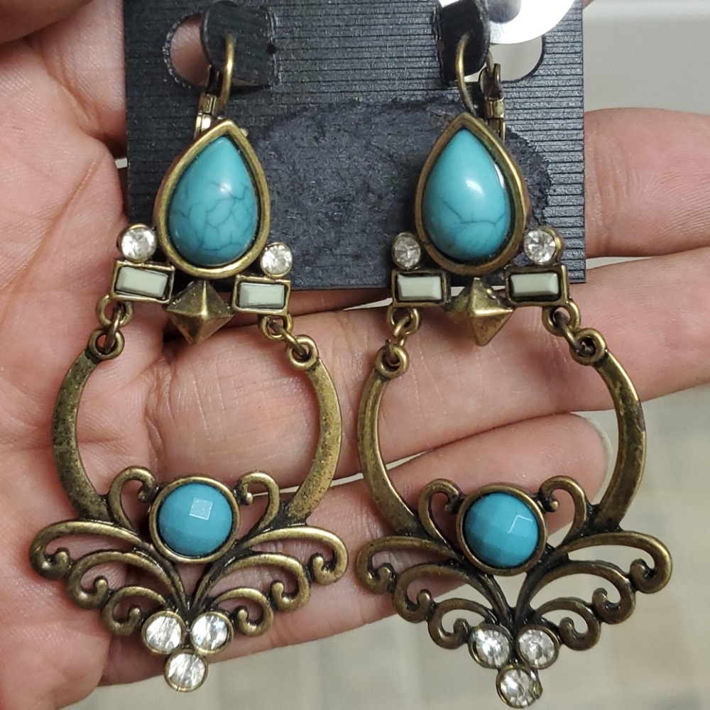 Turquoise and Gold Earrings